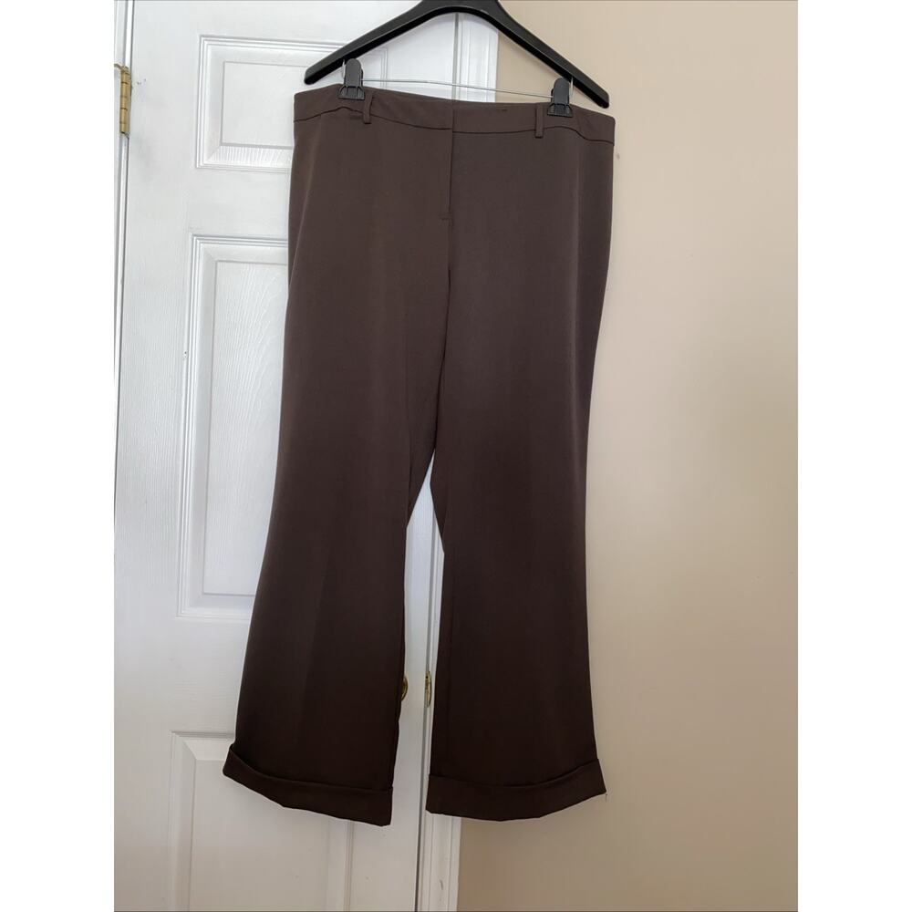 LANE BRYANT Dark Brown Slightly Flared Cuffed Dress Pants Size 18 Average